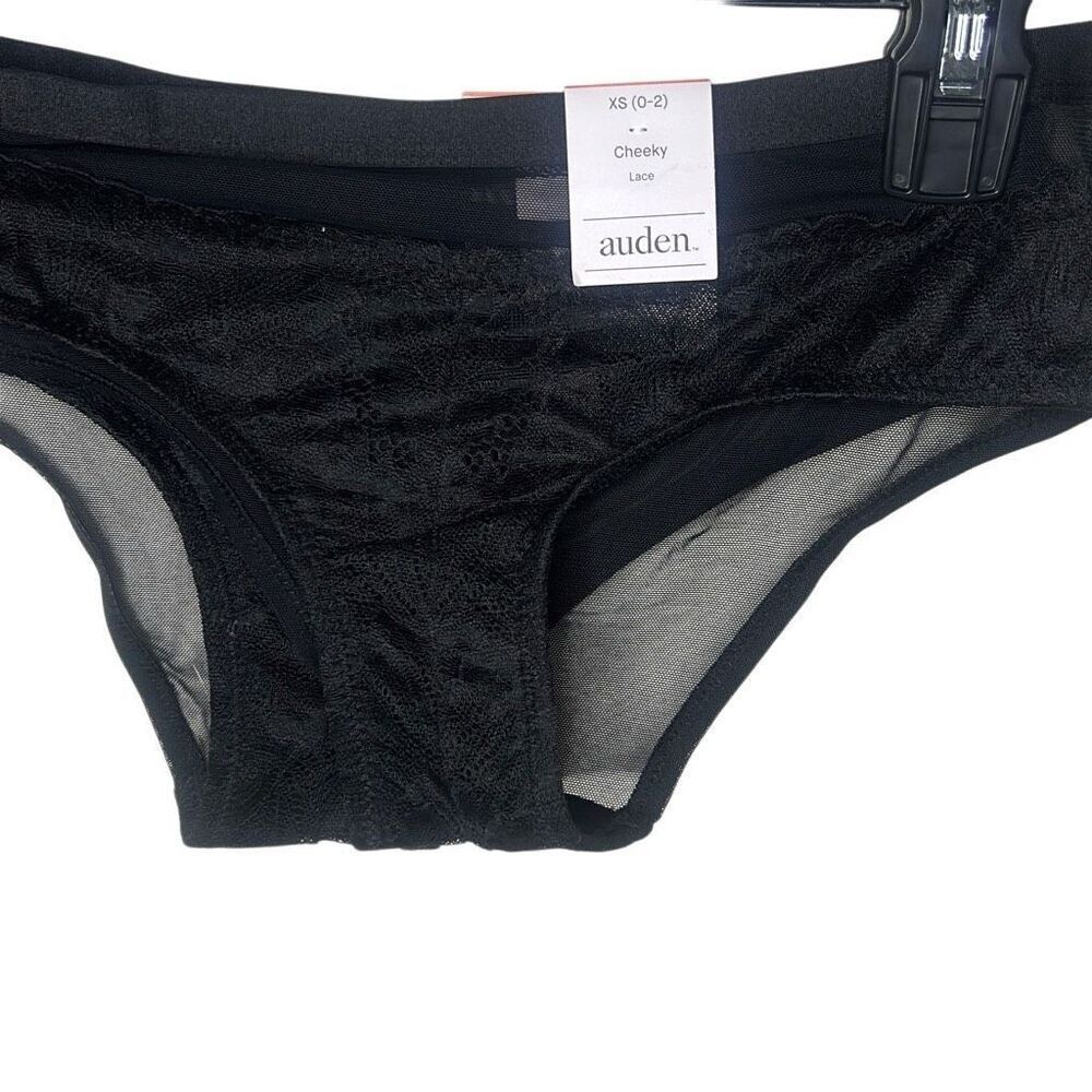 Set of 2 Auden Women’s Size XS Cheeky Mesh Lace Bottoms Black See Through NWT